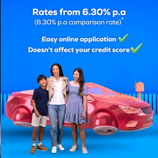 Get behind the wheel sooner with a Liberty personal loan 🚙 ✔ Apply online ✔ Borrow up to $80,000 ✔ Receive money quickly ✔ Rates from just 6.30% p.a (6.30% p.a. comparison rate)* . . . * This comparison rate is based on an unsecured $30,000 personal loan for a 5-year term. WARNING: This comparison rate is true only for the examples given and may not include all fees and charges. Different terms, fees or other loan amounts might result in a different comparison rate. Approved applicants only. Le
