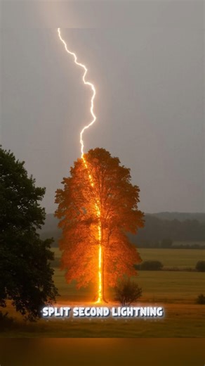 Lightning Striking a Tree Captured at the Exact Moment — Insane Timing #shorts #ytshorts