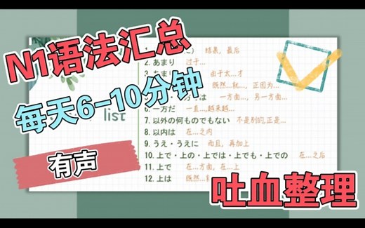 【45天计划】能力考N2-N1语法汇总 辨析｜眼熟基础语法