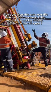 Would you work as a driller offsider ? More info for those interested 👇💰🤝 What’s included 👇🏕️💰 • Accommodation: Furnished rooms with amenities. • Meals: all provided high-quality meals and snacks. • Transport: Flights to/from site and on-site transport. • Utilities: All provided for. electricity, water, internet. • Facilities: Gyms, pools, entertainment areas. FIFO Pay • Entry-level: $90,000-$120,000/year. • Skilled roles: $120,000-$150,000 . • Senior roles: $200,000 . Includes shift allow
