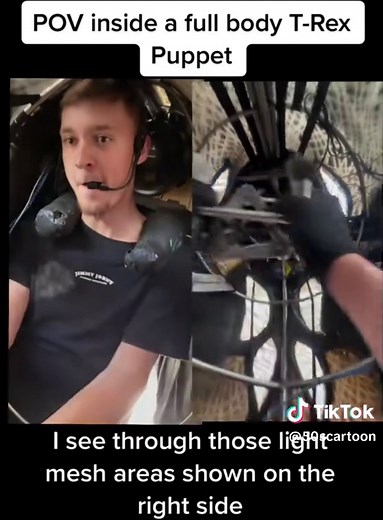 Inside VS inside VIEW of a full body T-Rex puppet #puppeteer #trex #fyp #foryoupage #dinosaur @JamesLaurentMusic