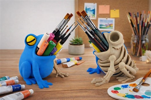 Frog Skeleton Pen Holder, Funny Frog Desk Organizer, 3D Printed Pencil Holder, Gothic Frog Decor, Unique Frog Gift, Artist Desk Accessory - Etsy