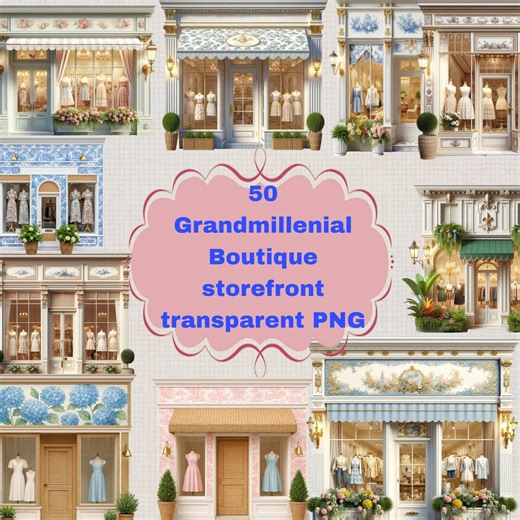 Grandmillenial Boutique Store Front Clip Art . Transparent PNG. Clothing Shop. Scrapbook, Junk Journal, Sublimation, Print on Demand Supply - Etsy