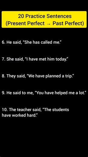 Present Perfect to Past Perfect Narration | Direct & Indirect Speech Practice Set | English Grammar