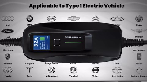 32 Amp EV Charger Level 2, NEMA14-50 25ft 220V-240V Upgraded Portable EV Charging Cable Station, Electric Vehicle Charger Compatible with All EV Cars.