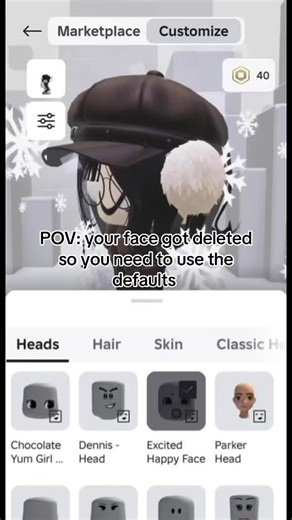 POV: Using Default Face in Roblox after Deletion