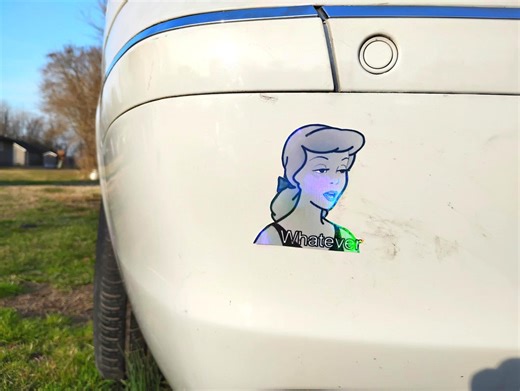Holographic Sticker ~ Cinderella Whatever Sticker UV/WEATHERPROOF & WATERPROOF Outdoor/indoor - Etsy