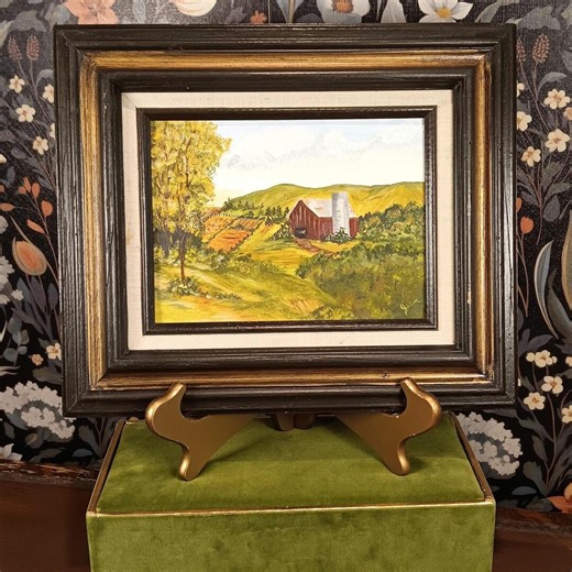 1980s Original Oil Painting Red Barn Landscape | Framed Americana Countryside Scene | 12 3/4" X 11" Vintage Farmhouse Art - Etsy