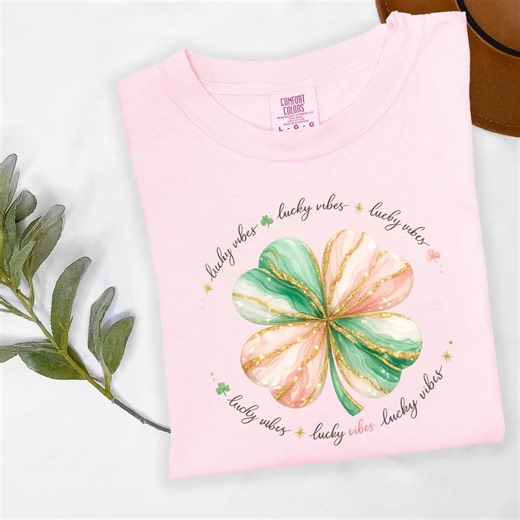 Pastel Watercolor Four Leaf Clover Shirt: Boho Lucky Vibes Top - Etsy