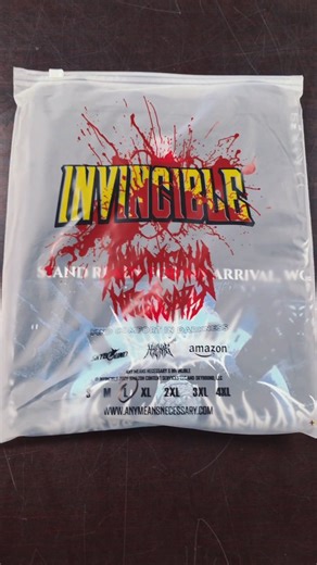 Any Means Necessary on Instagram: "Whats been your favorite piece from our officially licensed Invincible Episode 1 collection? We could've just slapped these designs in one of our amn bags but Invincible is too awesome not to have its own custom poly bag. #INVINCIBLE #conquestinvincible"