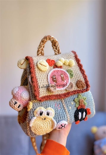 Crochet Backpack in Beautiful Blue Color Scheme