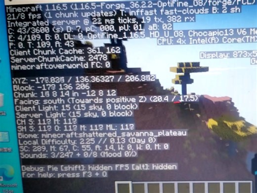 十几年前的电脑，作死运行我的世界java1.16中配光影，能玩就行