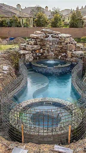 Luxury Swimming Pool Construction With Jacuzzi & Rock Waterfall |
