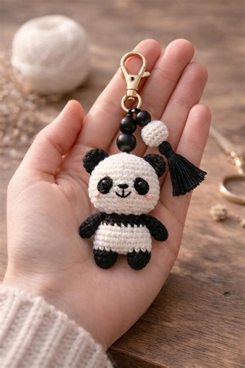 Crochet Panda Keychain, Amigurumi Panda, Cute Panda Keyring, Mini Panda Plush, Handmade Keychain, Kawaii Panda Gift - Etsy