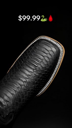 Matte Black Python Boots With Red Bottoms On Sale For $99.99🐍🩸 #alfawesternwear #texas #alfawesternwearboots #westernwear #boots #cowboyboots #botasvaqueras #cowboyoutfit #pythonboots