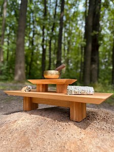 Oak Meditation Altar: Zen Table, Mini Puja Pedestal - Etsy