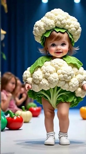 Mini Models Turn Into Cute Veggies on Stage! 🍅🥦🌽