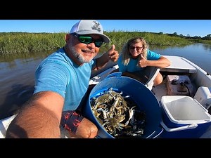 Crabbing Marsh Creeks Using our Favorite Crab Bait (bait, set, pull)