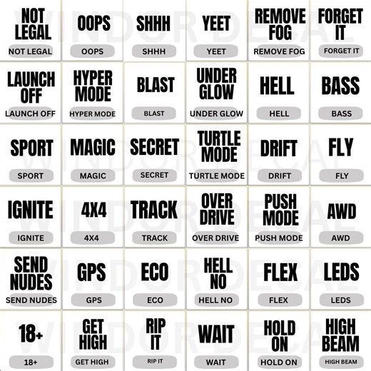 Funny Text Blank Car Button Decals, Truck Dashboard Sticker, Eject Passenger Button Decal - Etsy