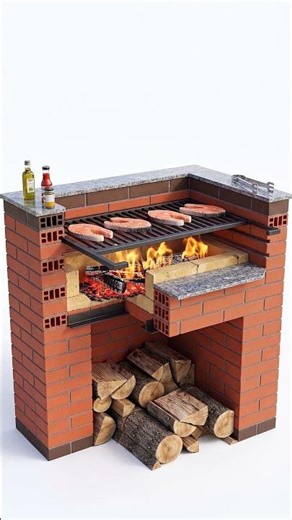 Genius yet SIMPLE Backyard BBQ Pit 🤯🧱🔥 #outdoorcooking #diy #brickoven