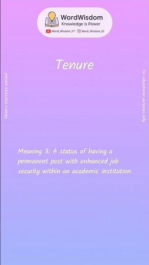 What does "Tenure" mean? | English vocabulary shorts | #tenure #wordwisdom