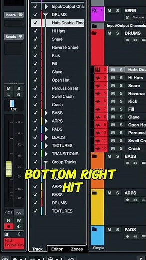 Use Track Zones Visibility in Cubase to Keep Your MixConsole Organized🔀 #cubase#shorts