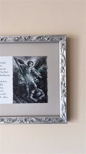 Saint Michael the Archangel, victory over darkness ✨⁣ ⁣ Found the perfect frame for this drawing, and I’m so happy with how it came together 🙏🏻⁣ ⁣ #drawing #saintmichael #archangelmichael #feastofarchangels #michaelmas #sacredart #christianart #catholicart #faith | Heather Rooney Art
