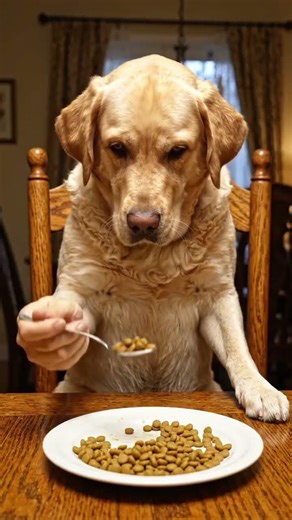 Labrador Dog eating food like human 😄#shorts