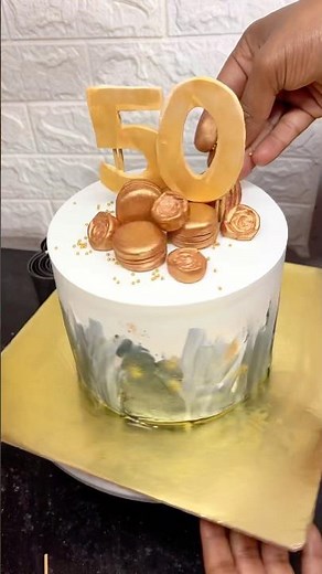 Black, White, and Gold 50th Birthday Cake (or 50th Anniversary Cake#shortsfeed #shorts