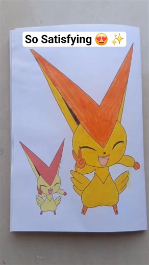 Satisfying Victini Pokemon Coloring🦊😍🎨✨️ #pokemon #coloringart #satisfying#relaxingart #shorts #art