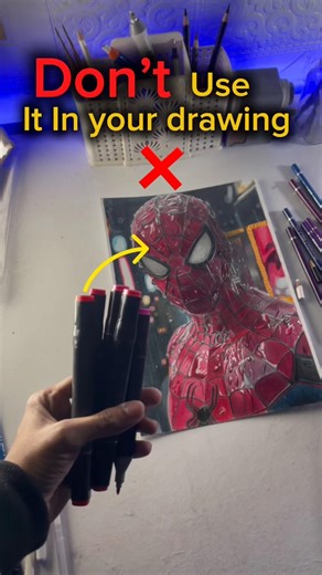 Don’t use marker on your drawing ❌😱 #shorts #youtubeshorts #gojodrawing #colourpencildrawing