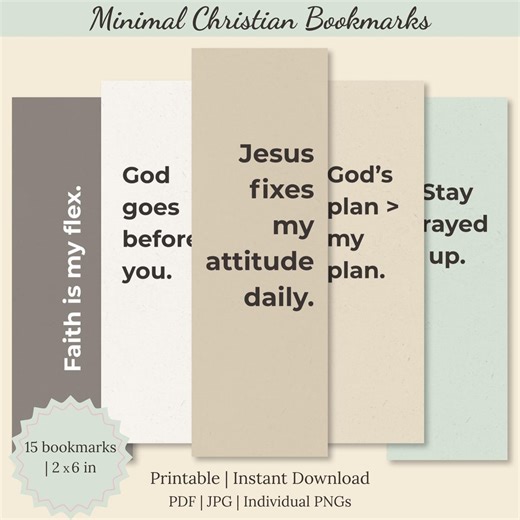 Minimal Christian Bookmarks • 15 Modern Faith Front & Back Printable Cards - Etsy