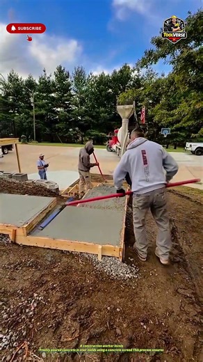 How Workers Perfectly Level Fresh Concrete Stairs Using a Concrete Screed #construction