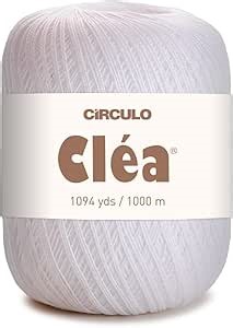 Circulo Clea Yarn – Crochet Thread Fine Size 10-8/2 Perfect for Weaving - 100% Mercerized Brazilian Cotton (Pack of 1 Ball) – 5.3 oz, 1094 yds - Color: White - 8001