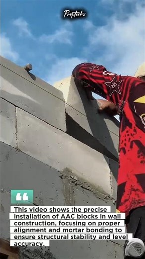 Perfect AAC Block Alignment Method #construction #masonry #builder