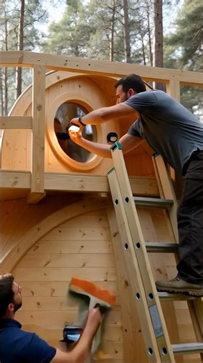 “Building a House Using Four Trees | Amazing Tree House Project #Shorts”