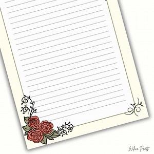 Retro Rose Writing Paper | Vintage Floral Stationery Printable, Aesthetic Letter Paper Digital Download | Lined & Unlined Paper A4 US Letter - Etsy Canada