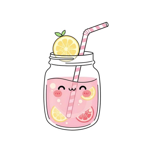 Pink Lemonade PNG, Kawaii Citrus Drink Clipart, Summer Drink Illustration, Transparent 300 DPI - Etsy