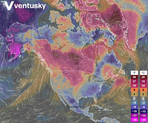 ℹ In the coming days, above-average temperatures are expected across many parts of Canada. In some areas, temperatures may be up to 20 °C (36 °F) above the long-term average for this time of year. The animation shows the evolution of temperature anomalies. Follow the forecast on Ventusky: https://www.ventusky.com/temperature-map/anomaly-2m#p=53;-77;2&t=20260111/21&src=link&m=gfs | Ventusky