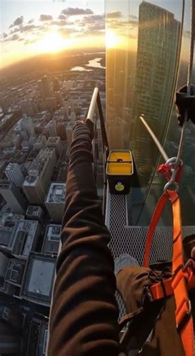 POV: High-Rise Window Washer Survives Sudden Gust 60 Stories Up