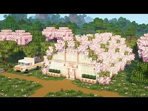 [Minecraft] How to Build a Cherry Blossom Greenhouse / Tutorial