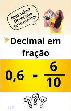 Decimal em fração #decimais