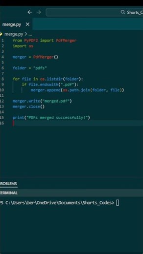 Merge pdf files With 15 line of python #coding #programming #python