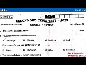 9th social science 2nd midterm 2025 original question paper English medium cpt dt /model 2026
