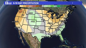Updated daily: Here's the latest 6-10 day temperature and precipitation probability outlook with averages for Grand Rapids. Chances increase from the lighter to the darker shades. | Meteorologist George Lessens