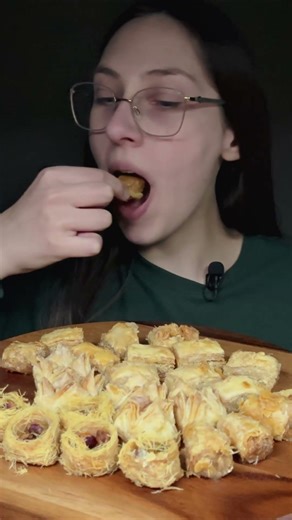 Baklava asmr eating sounds with static noise