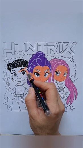 Huntrex Transformation in 5 Seconds 😈 #drawing #learning #art #coloring #huntrixgolden