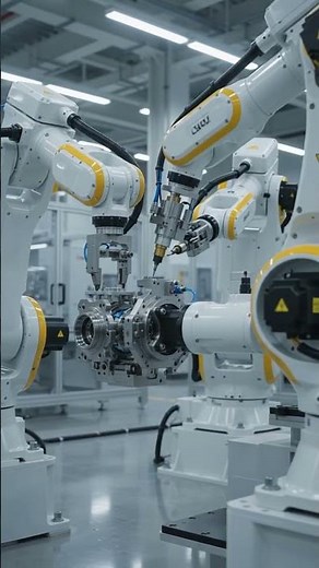 Precision robotic assembly in action #engineering #factory #robot