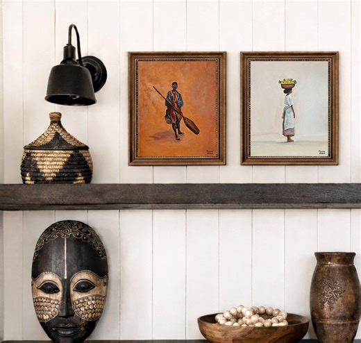 Set of 2 African Fine Art Prints, Man and Woman Artwork, Cultural Wall Decor, African Figurative Art, Print Only, Optional Frame - Etsy