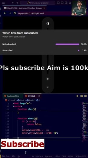 Animated Number Spinner | Like & Share #shorts #html #css #js